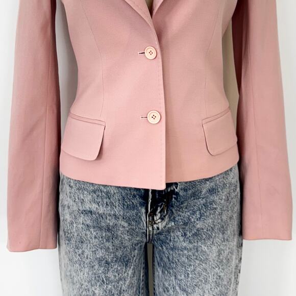 Dolce and Gabbana Single-Breasted Wool Crepe Jacket Blazer Light Pink 38 (US 2) - Picture 3 of 14